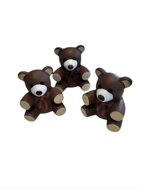 Vintage Teddy Bear Toys Ross Laboratories Squeaky Set of 3 Retro Toy 1985